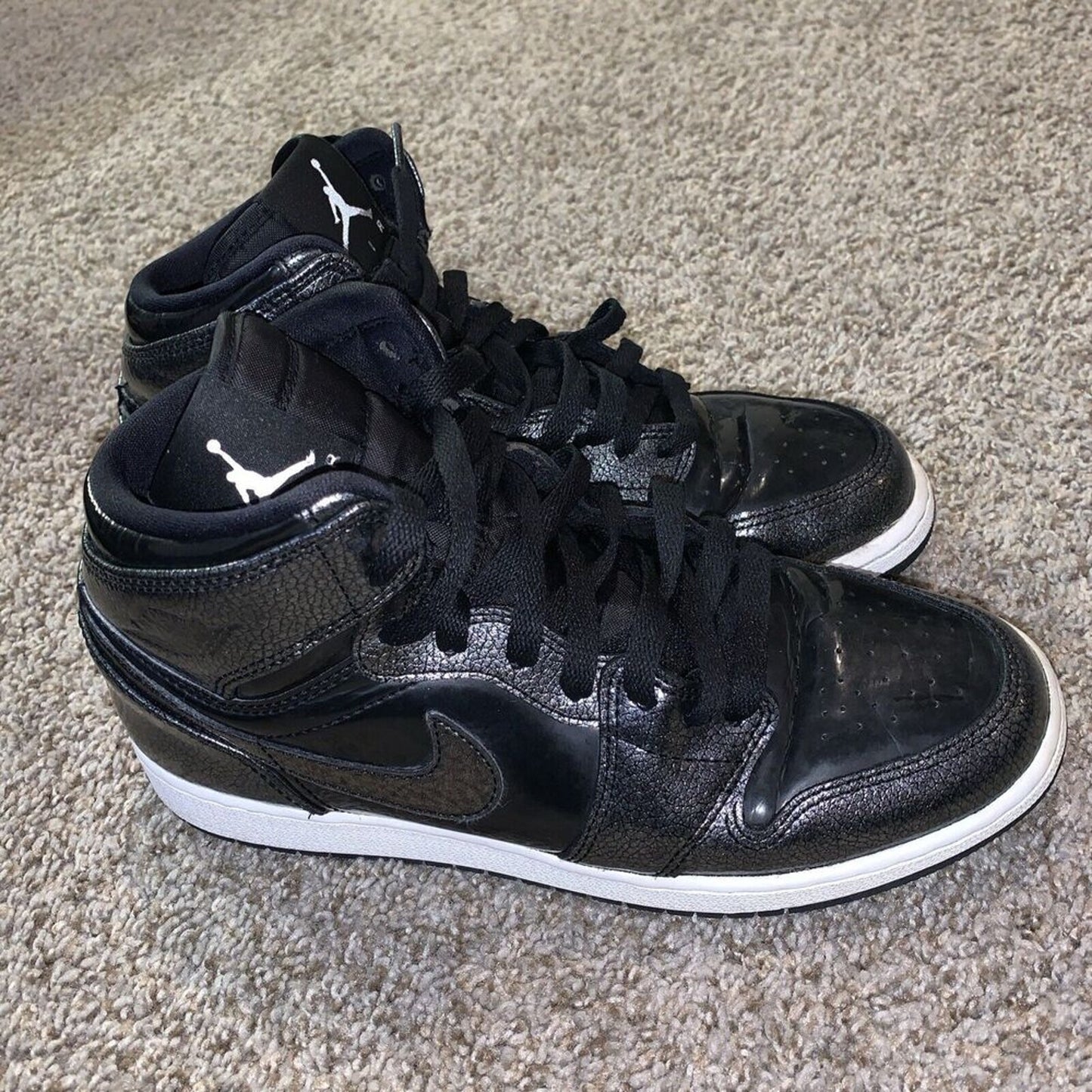 Nike Air Jordan 1 Retro High Black Patent Leather Anti-Gravity Machines Size 7