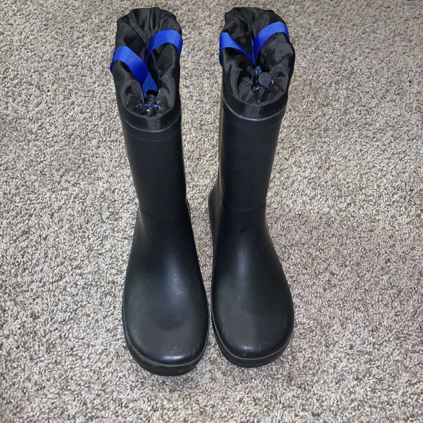 Kids CAT & JACK RAINBOOTS rain snow high boots BLACK RUBBER waterproof sz 2