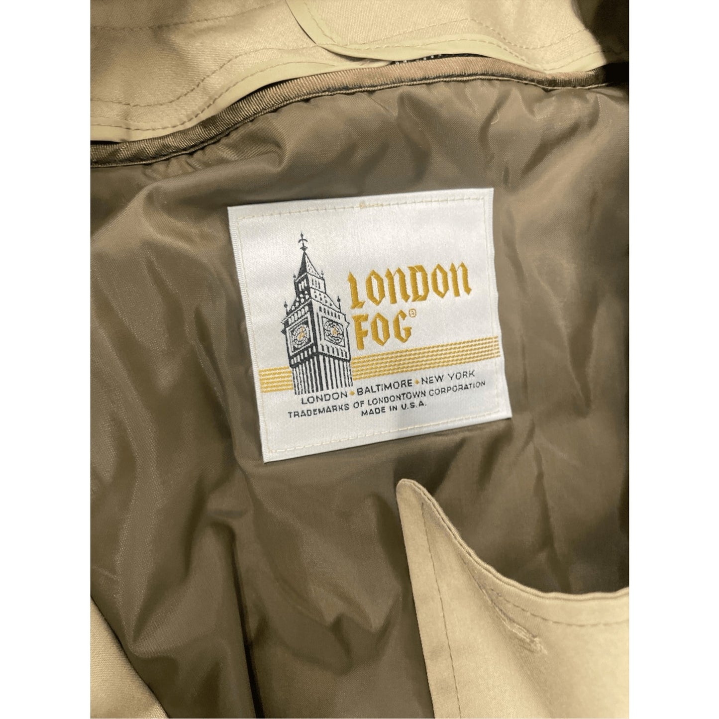 Vintage London Fog Snow Cloth Trench Coat Adult Size Large