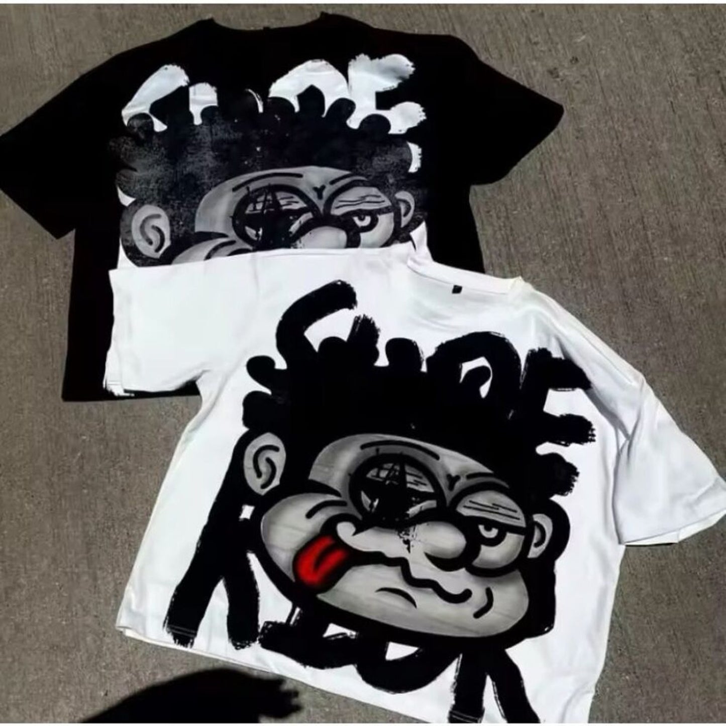 2pack Hip Hop Designer TShirt Crop Oversized size XL Black White