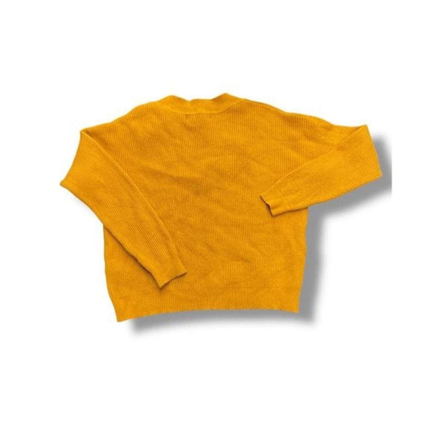 Women’s Forever21 Yellow Ribbed V-neck Sweater Blouse Size Small