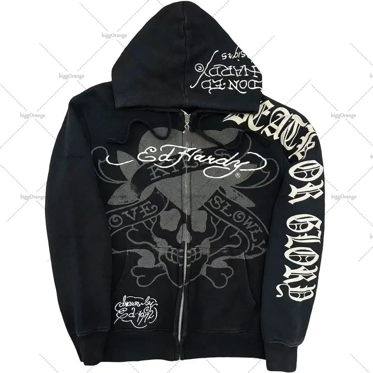 Women's Y2K Gothic Hoodie - Vintage Grunge Graphic Long Sleeve Harajuku Aesthetic Sweatshirt
