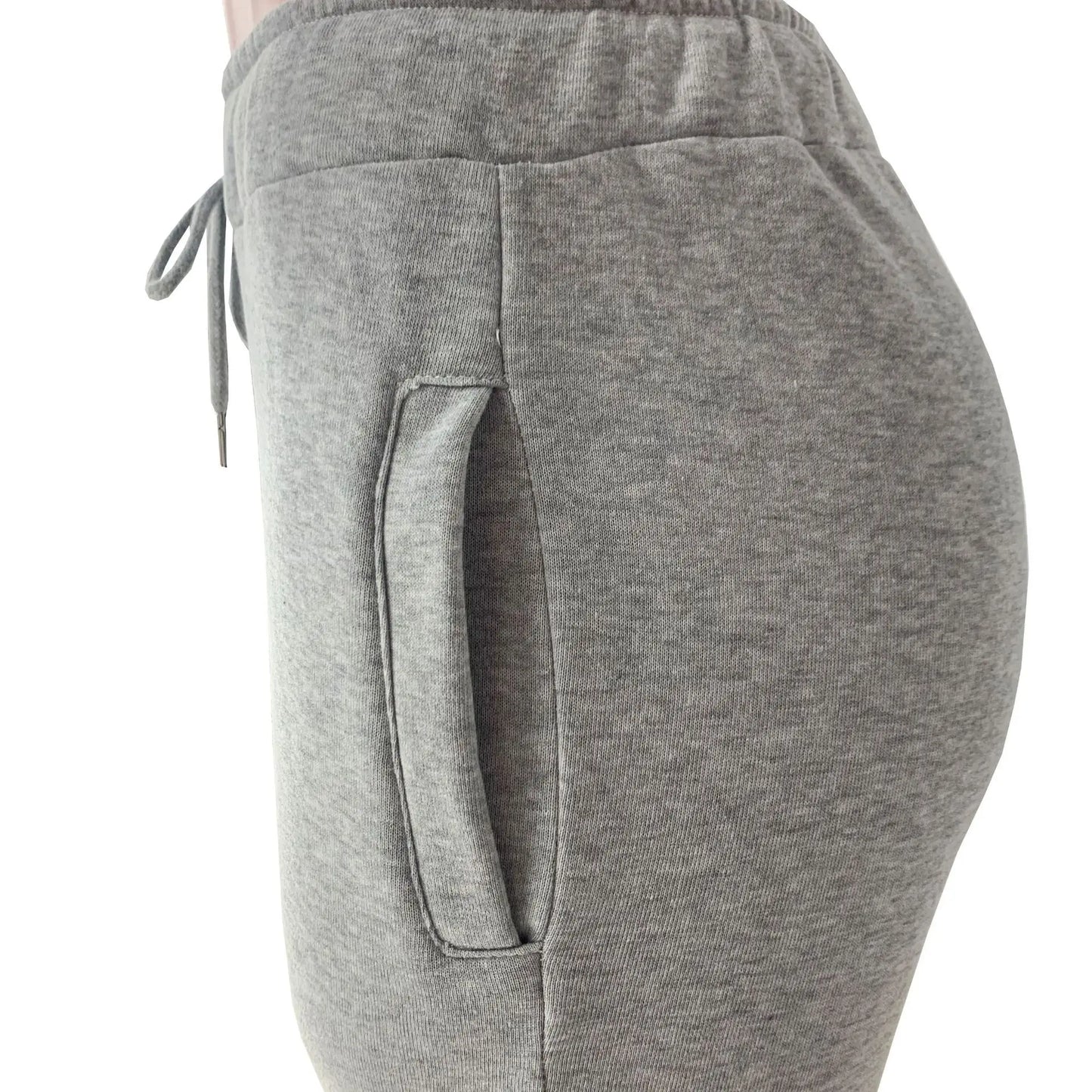 Stacked Sweatpants for Women - Mid Waist Thick Fleece Joggers, Long Trousers, Size XS-3XL