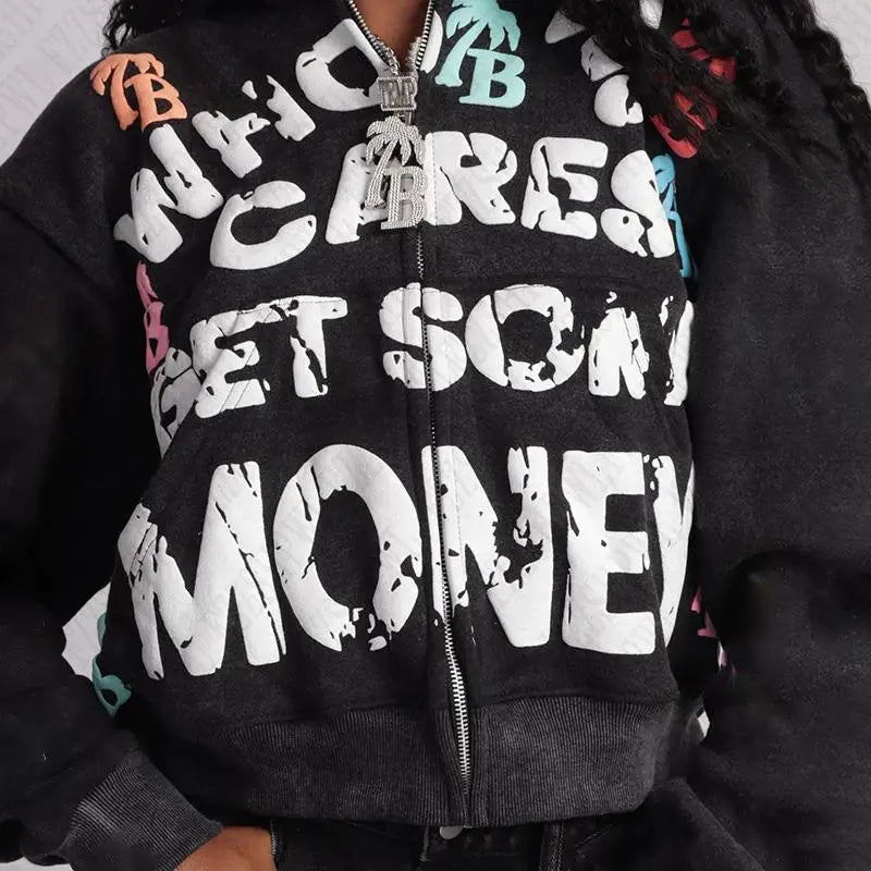 Vintage Punk Gothic Hoodie – Hip-Hop Graphic Retro Streetwear Zip-Up Jacket EMO Unisex Fashion