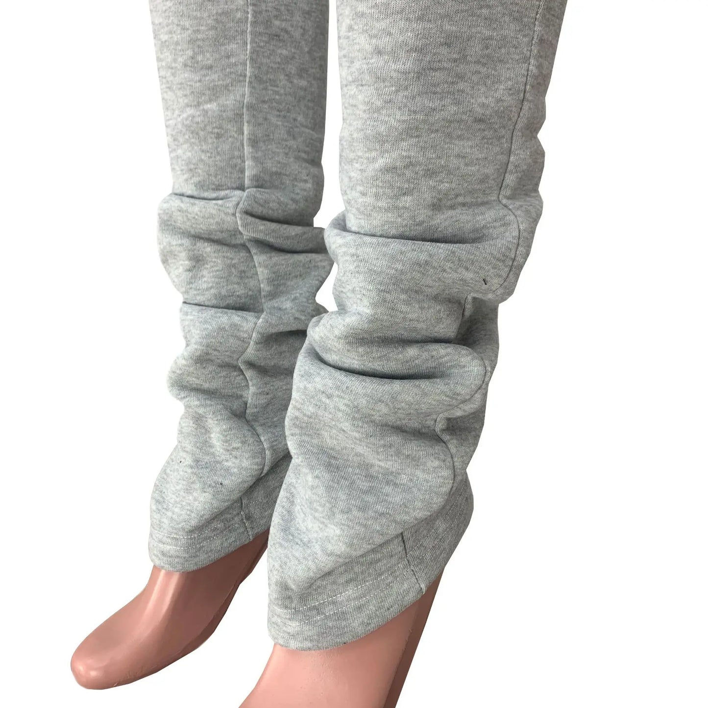 Stacked Sweatpants for Women - Mid Waist Thick Fleece Joggers, Long Trousers, Size XS-3XL
