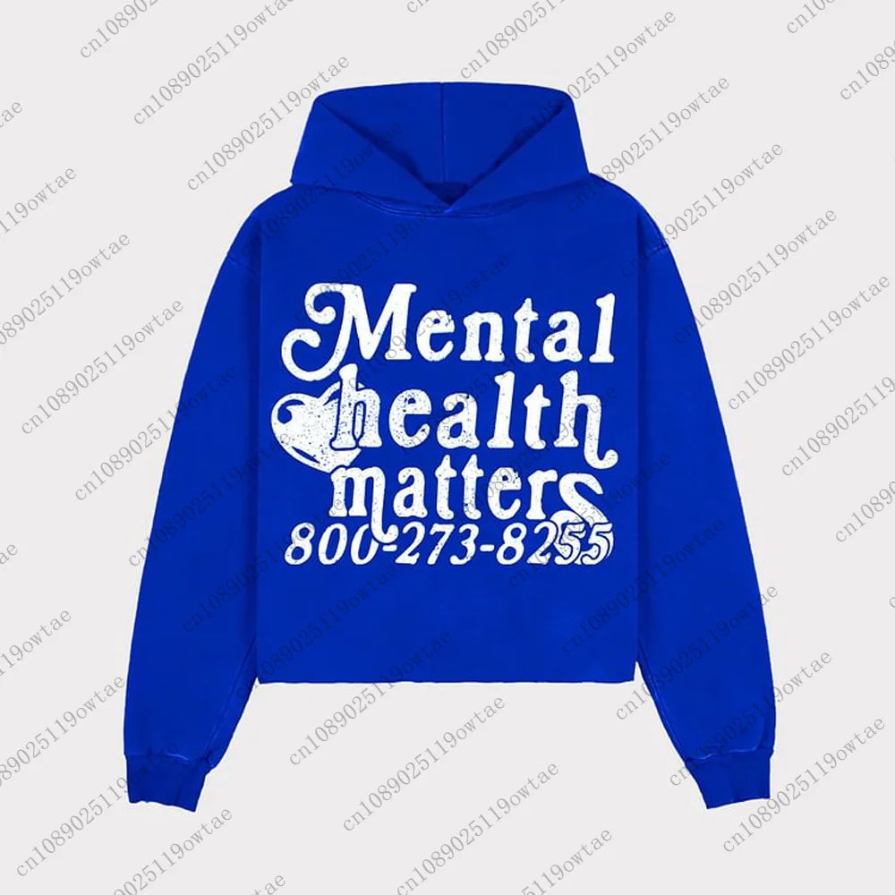 Men's Mental Health Oversized Graphic Hoodie - Trendy Streetwear
