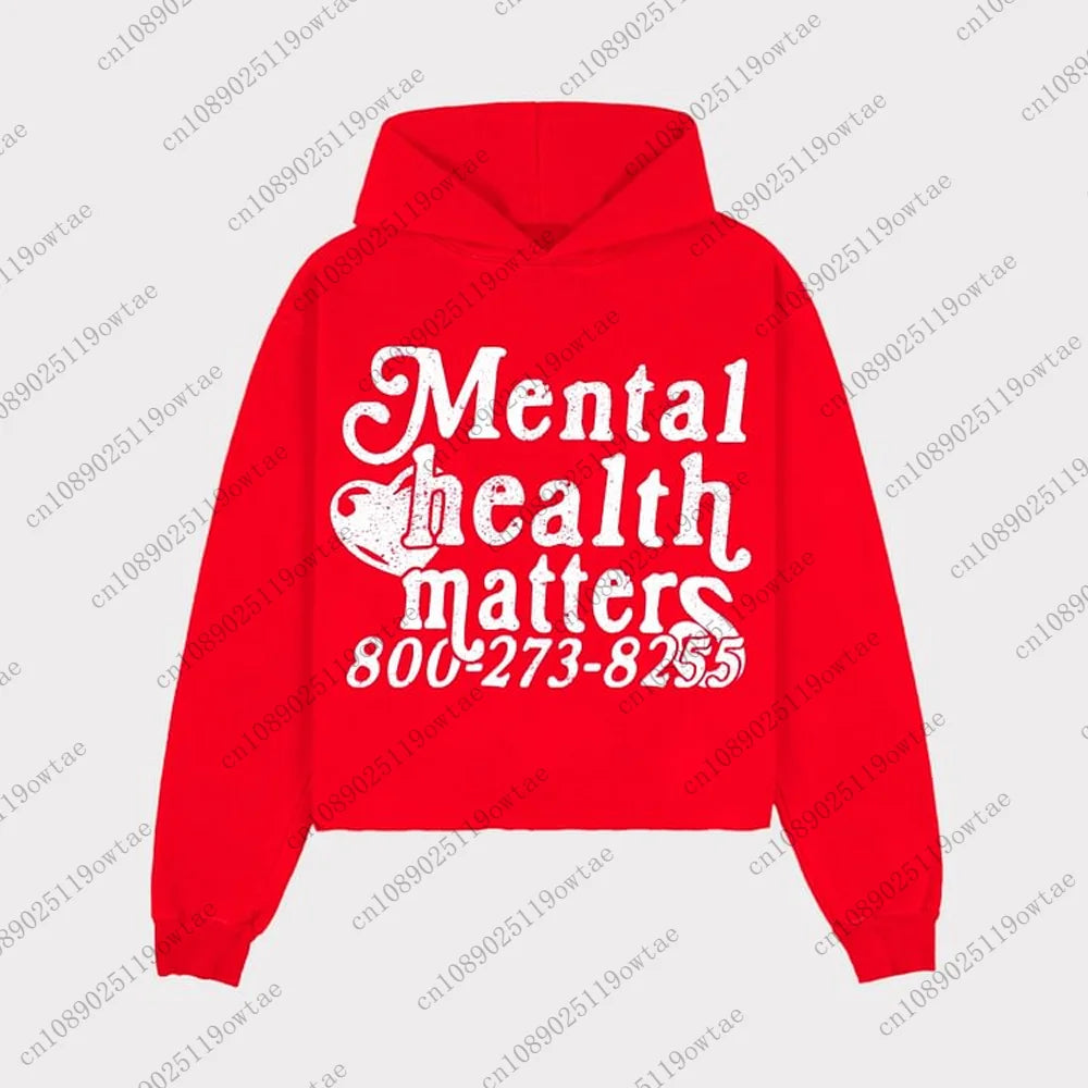 Men's Mental Health Oversized Graphic Hoodie - Trendy Streetwear