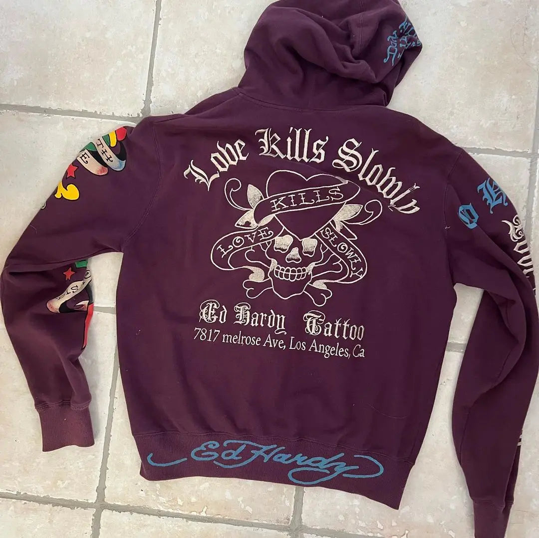 Women's Y2K Gothic Hoodie - Vintage Grunge Graphic Long Sleeve Harajuku Aesthetic Sweatshirt