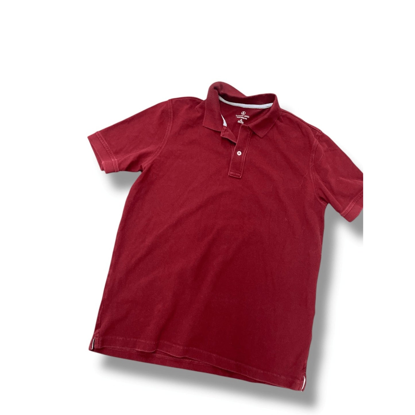 Lands End Mens Cotton Red Polo Shirt Size M