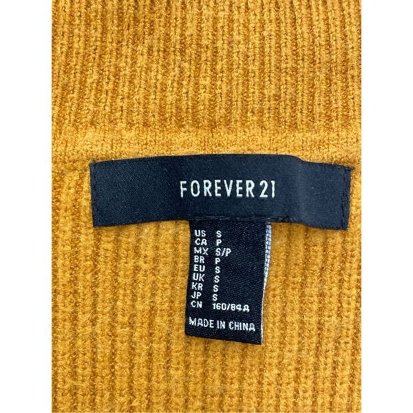 Women’s Forever21 Yellow Ribbed V-neck Sweater Blouse Size Small