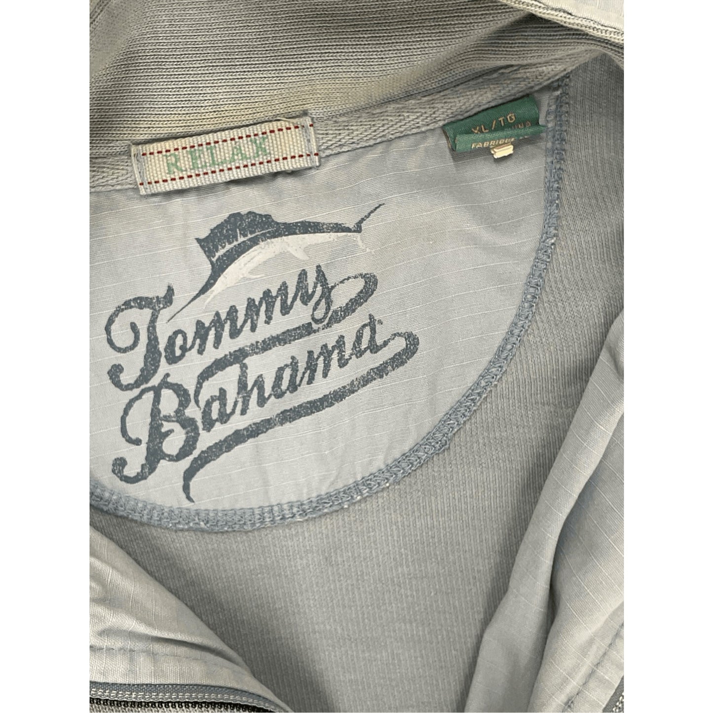 Tommy Bahama 3/4 Zip Pullover Light Blue Sweatshirt Size XL