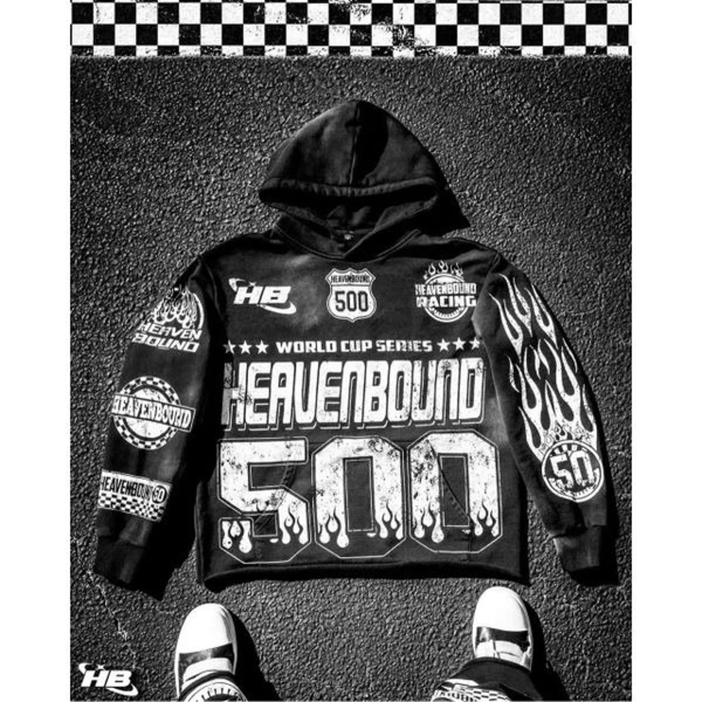 Men’s HeavenBound Racer Series Heavyweight Crop Hoodie Black Size Large