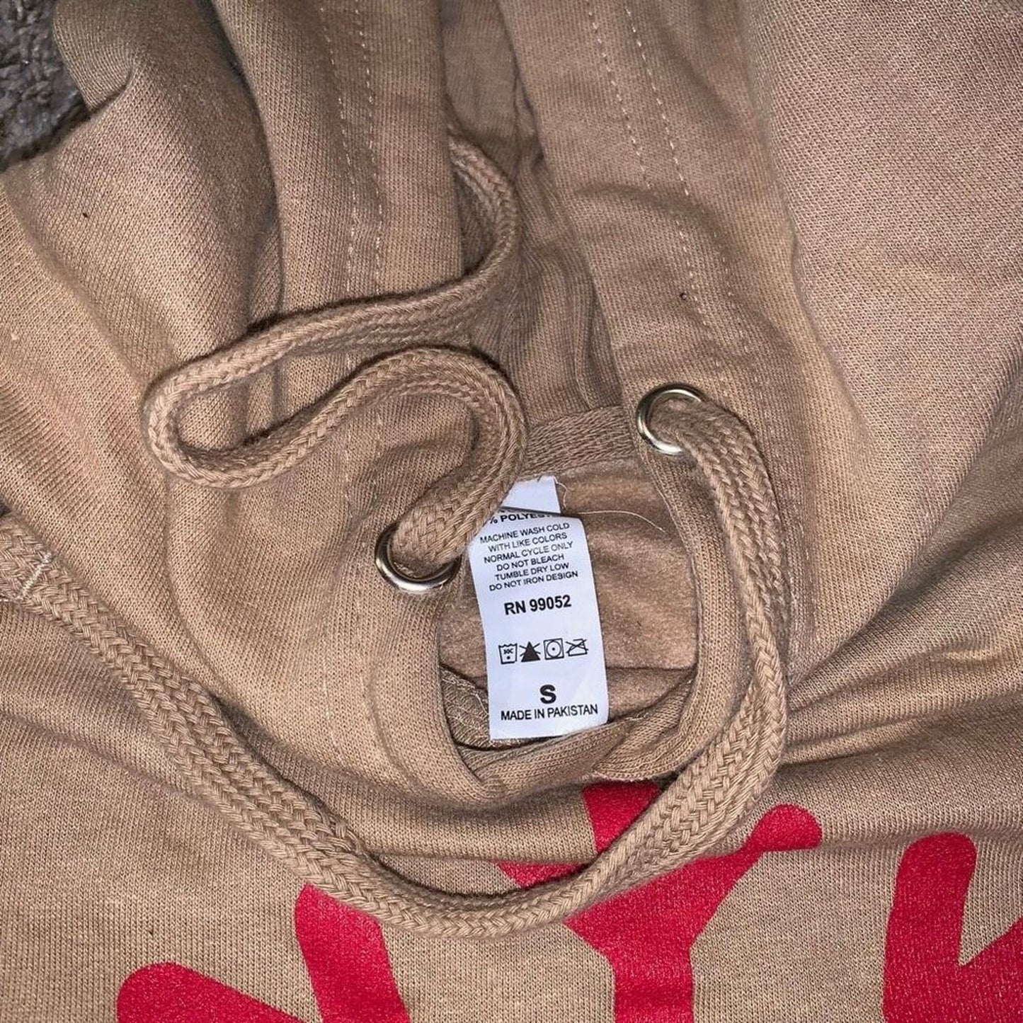 Women’s Tan Super Soft Comfortable Hoodie Red Graphic Print Size Small
