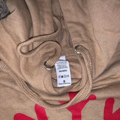 Women’s Tan Super Soft Comfortable Hoodie Red Graphic Print Size Small