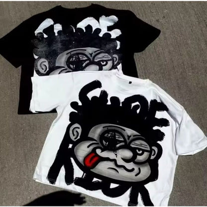2pack Hip Hop Designer TShirt Crop Oversized size XL Black White