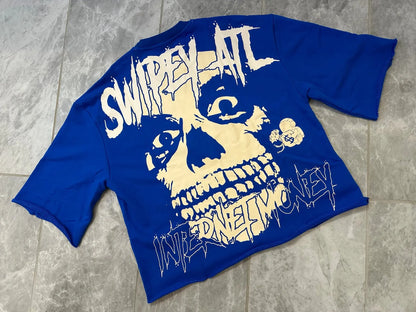Y2K Gothic Skull Graphic T-Shirt - Oversized Cotton Short Sleeve Tee for Men & Women