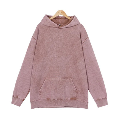 400GSM Acid Wash Vintage Black Oversized Hoodie - Heavyweight Style