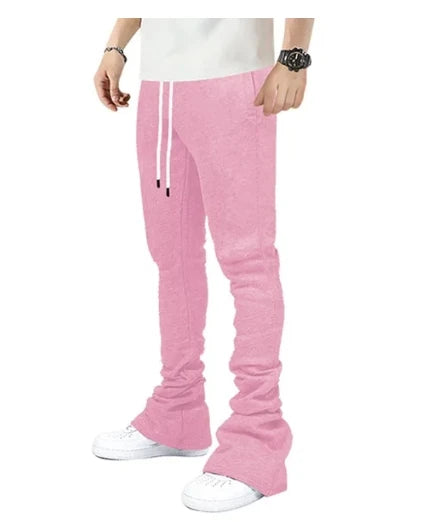 Cargo Stacked Pants - Fleece Flare Sweatpants for Men, Hip-Hop Streetwear