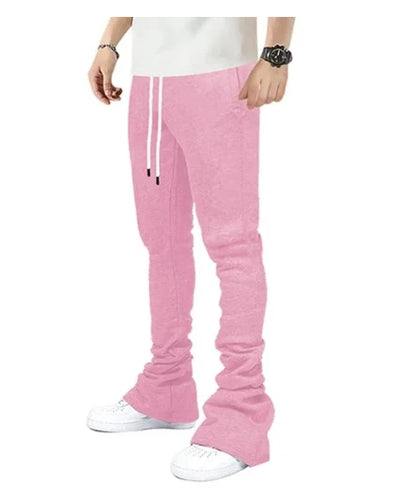 Cargo Stacked Pants - Fleece Flare Sweatpants for Men, Hip-Hop Streetwear