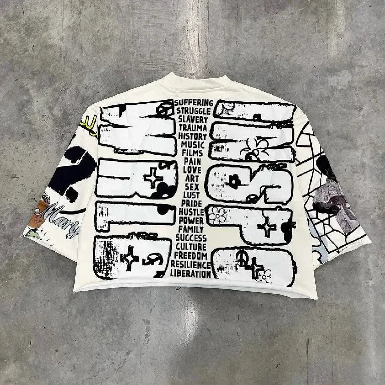 Unisex Rock T-Shirts - Retro Hip Hop Graphic Print Oversized Cotton Short Sleeve Tops