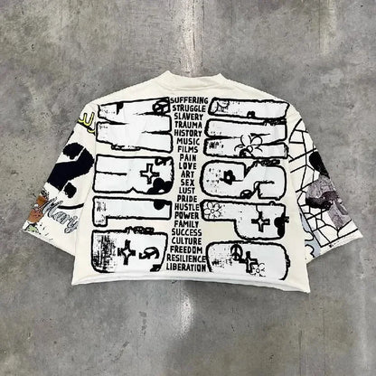 Unisex Rock T-Shirts - Retro Hip Hop Graphic Print Oversized Cotton Short Sleeve Tops