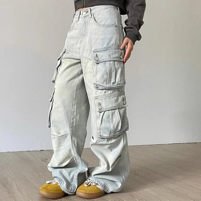 Women's Cargo Jeans - American Street Style Baggy Wide-Leg Pants
