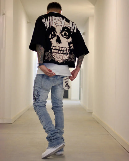 Y2K Gothic Skull Graphic T-Shirt - Oversized Cotton Short Sleeve Tee for Men & Women