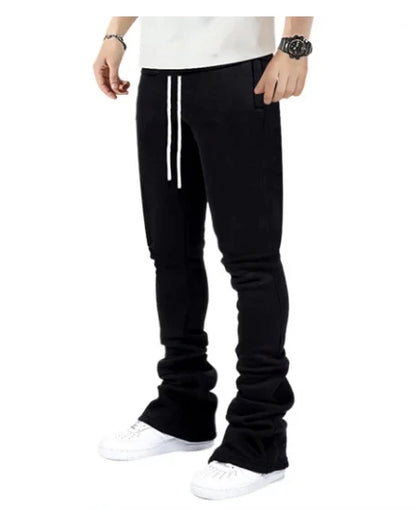 Cargo Stacked Pants - Fleece Flare Sweatpants for Men, Hip-Hop Streetwear