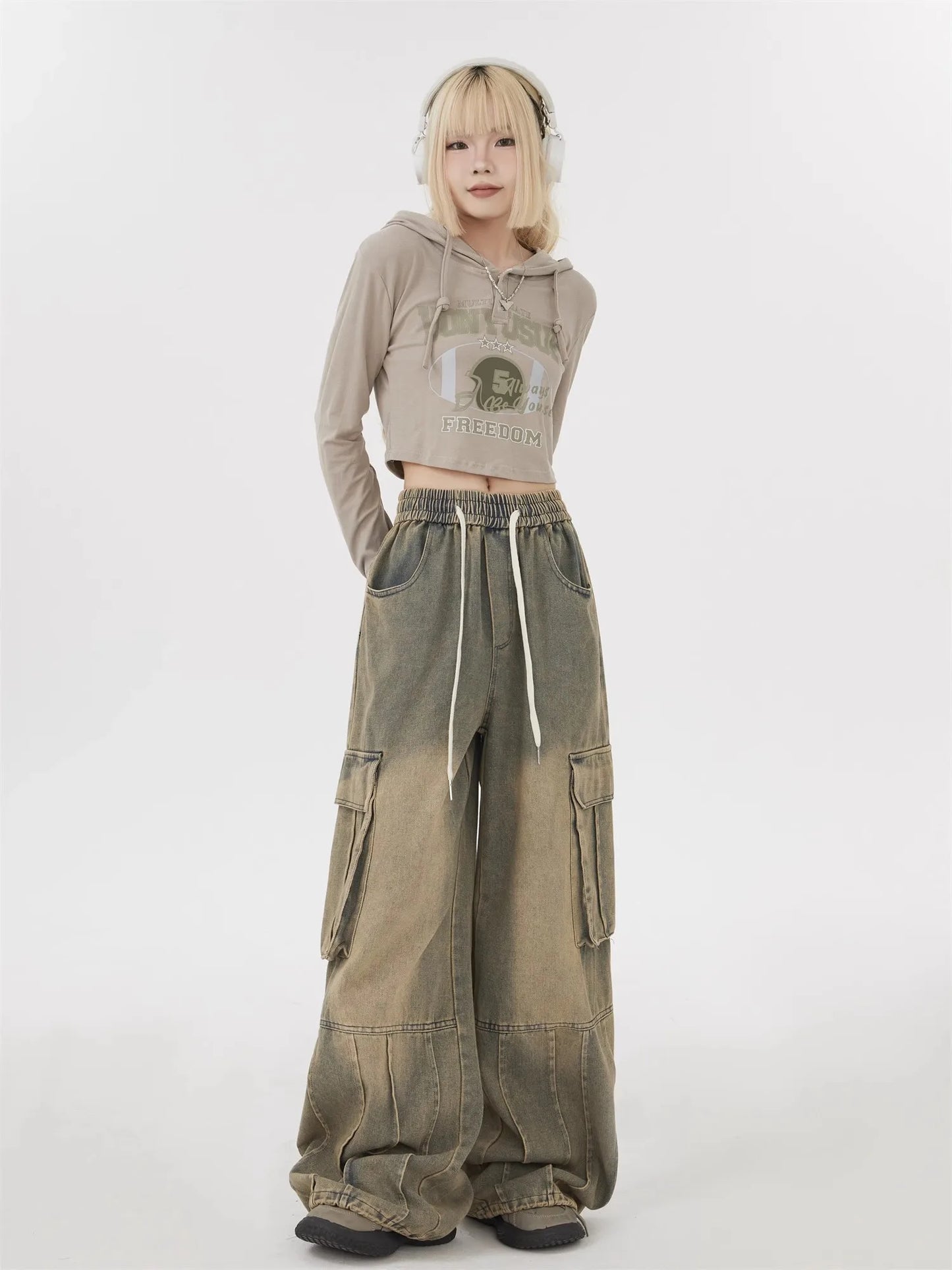Women's Cargo Jeans - American Street Style Baggy Wide-Leg Pants