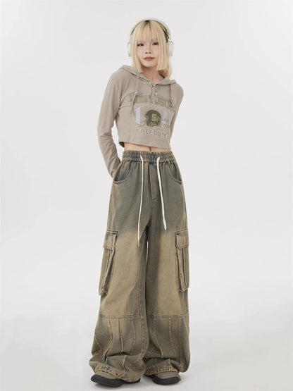 Women's Cargo Jeans - American Street Style Baggy Wide-Leg Pants
