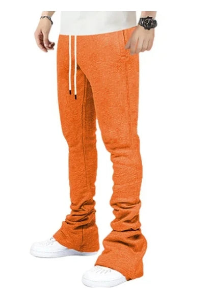 Cargo Stacked Pants - Fleece Flare Sweatpants for Men, Hip-Hop Streetwear
