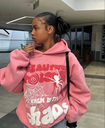 Y2K Harajuku Letter Print Hoodie – Loose-Fit Hip-Hop Punk Streetwear Sweatshirt