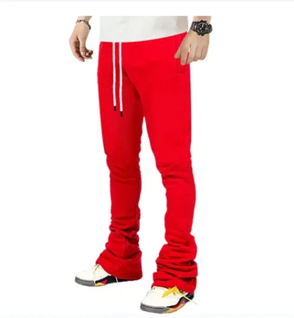 Cargo Stacked Pants - Fleece Flare Sweatpants for Men, Hip-Hop Streetwear