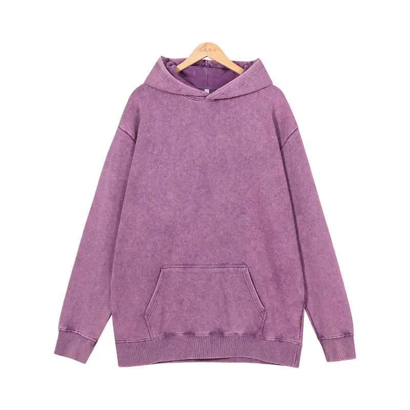 400GSM Acid Wash Vintage Black Oversized Hoodie - Heavyweight Style