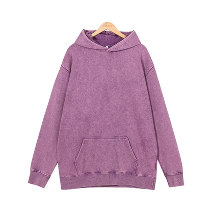 400GSM Acid Wash Vintage Black Oversized Hoodie - Heavyweight Style