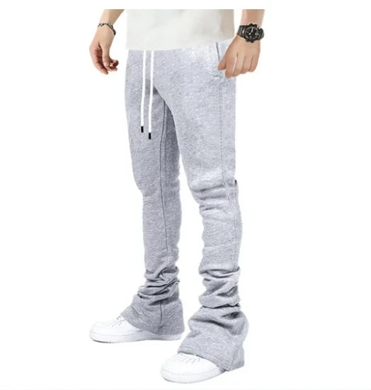 Cargo Stacked Pants - Fleece Flare Sweatpants for Men, Hip-Hop Streetwear