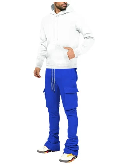 Cargo Stacked Pants - Fleece Flare Sweatpants for Men, Hip-Hop Streetwear