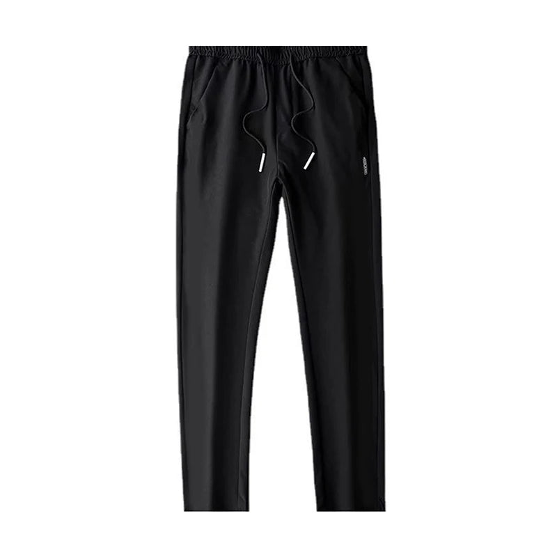 Ice Silk Men's Pants - Perfect Fit Black Gray Thin Elastic Breathable Straight Leg Athletic