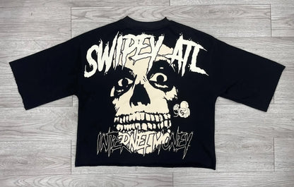 Y2K Gothic Skull Graphic T-Shirt - Oversized Cotton Short Sleeve Tee for Men & Women