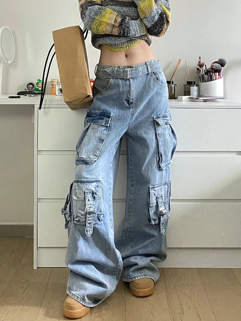 Women's Cargo Jeans - American Street Style Baggy Wide-Leg Pants