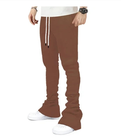 Cargo Stacked Pants - Fleece Flare Sweatpants for Men, Hip-Hop Streetwear