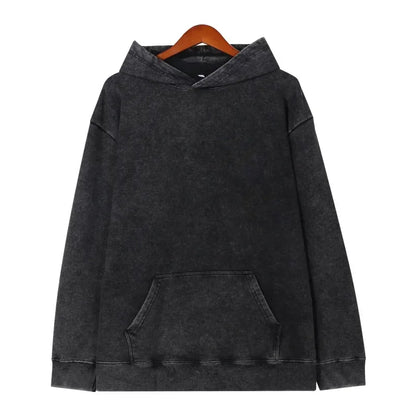 400GSM Acid Wash Vintage Black Oversized Hoodie - Heavyweight Style