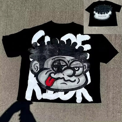 Y2K Gothic Graffiti T-Shirt – Retro Harajuku Punk Cotton Streetwear Crop Oversized Tee