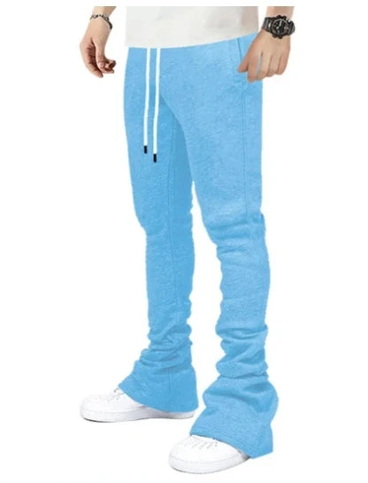 Cargo Stacked Pants - Fleece Flare Sweatpants for Men, Hip-Hop Streetwear