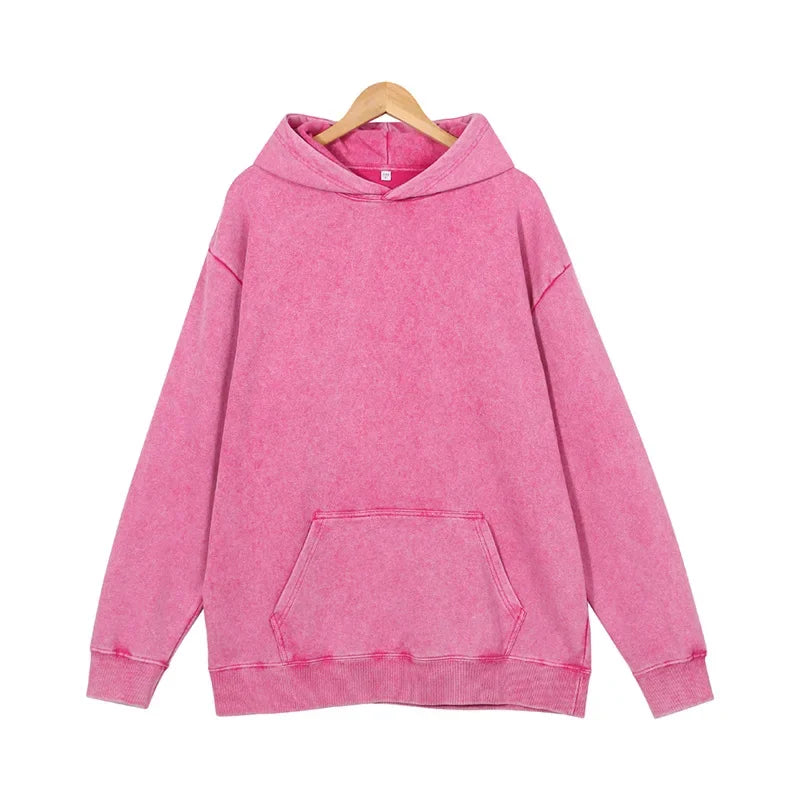 400GSM Acid Wash Vintage Black Oversized Hoodie - Heavyweight Style