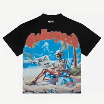 American Style Hip Hop 'GOD SPEED' Graphic T-Shirt - High Street Black Short Sleeve Top for Men