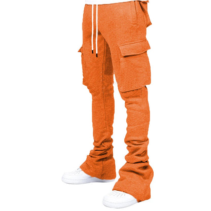 Cargo Stacked Pants - Fleece Flare Sweatpants for Men, Hip-Hop Streetwear