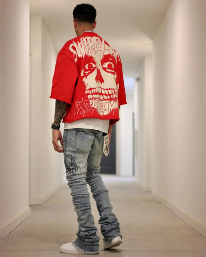 Y2K Gothic Skull Graphic T-Shirt - Oversized Cotton Short Sleeve Tee for Men & Women