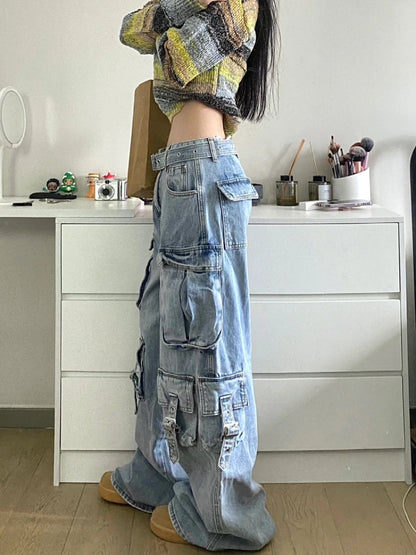 Women's Cargo Jeans - American Street Style Baggy Wide-Leg Pants