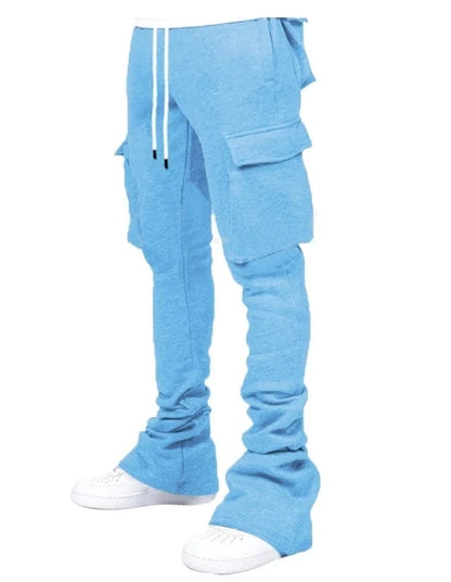 Cargo Stacked Pants - Fleece Flare Sweatpants for Men, Hip-Hop Streetwear